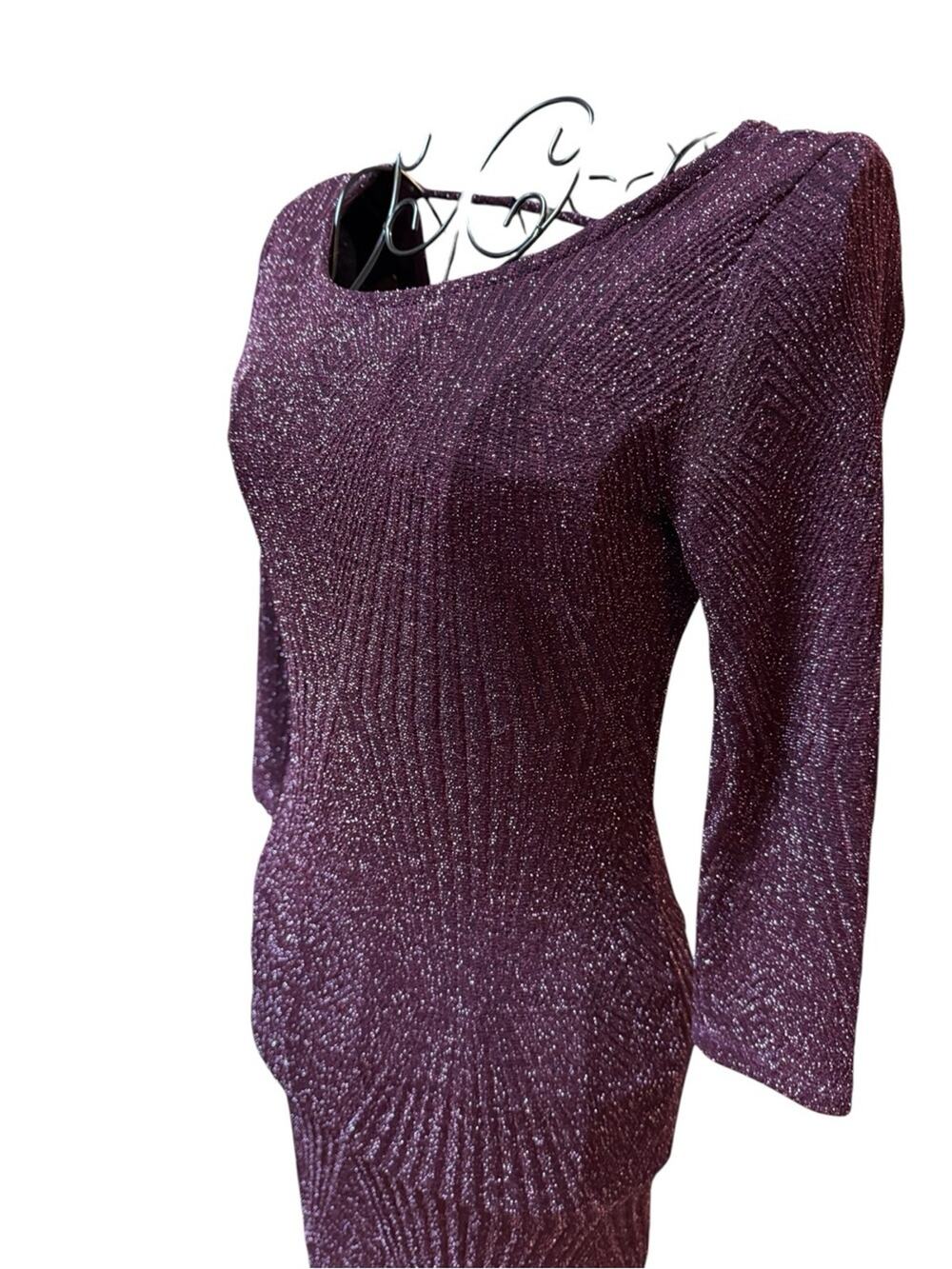 Trixxi Sparkle Knit Bodycon Dress - Plum size Medium